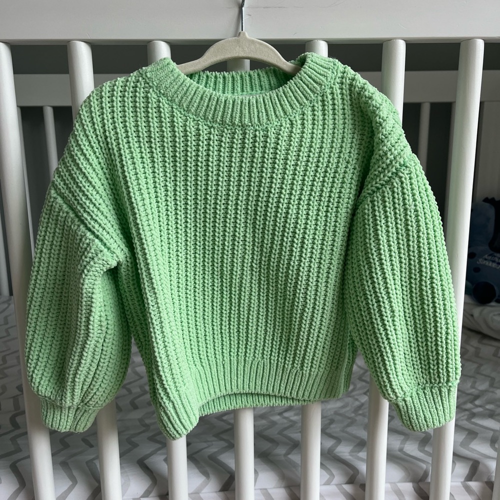 H&M Light Green Kids Oversized Crew Neck Sweater